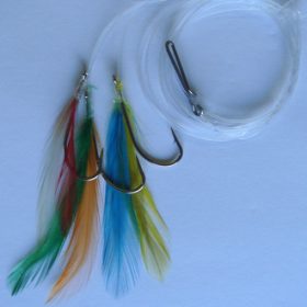 Six hook multicoloured mackerel feathers